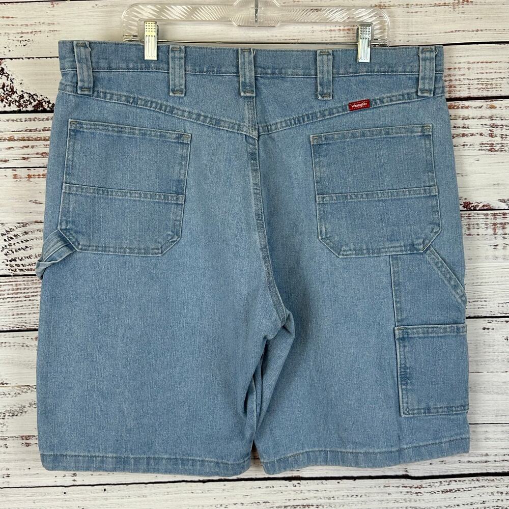Wrangler Denim Light Wash Carpenter Shorts Workwear Pockets Cotton Blend Mens 38
